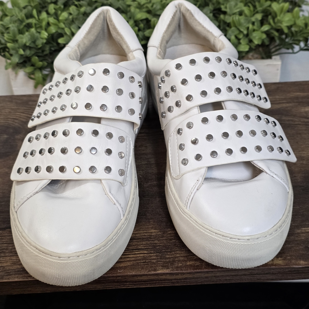 J Slides White Studded Sneakers